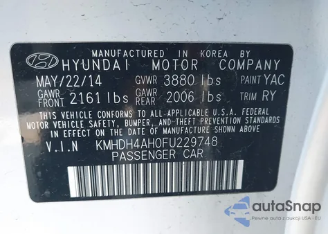 2015 Hyundai Elantra Sport из США, поврежденный, VIN KMHDH4AH0FU229748